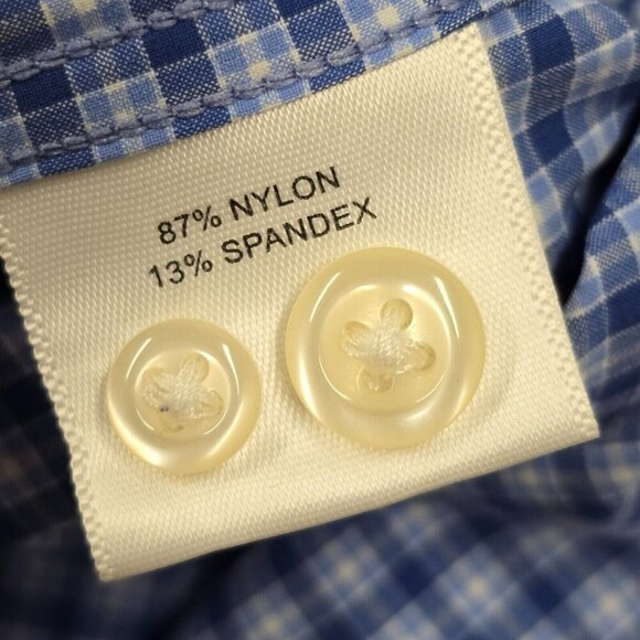 Peter Millar Men Shirt 2XL Blue Plaid Featherweight Button Front Short Sleeve - Picture 5 of 11